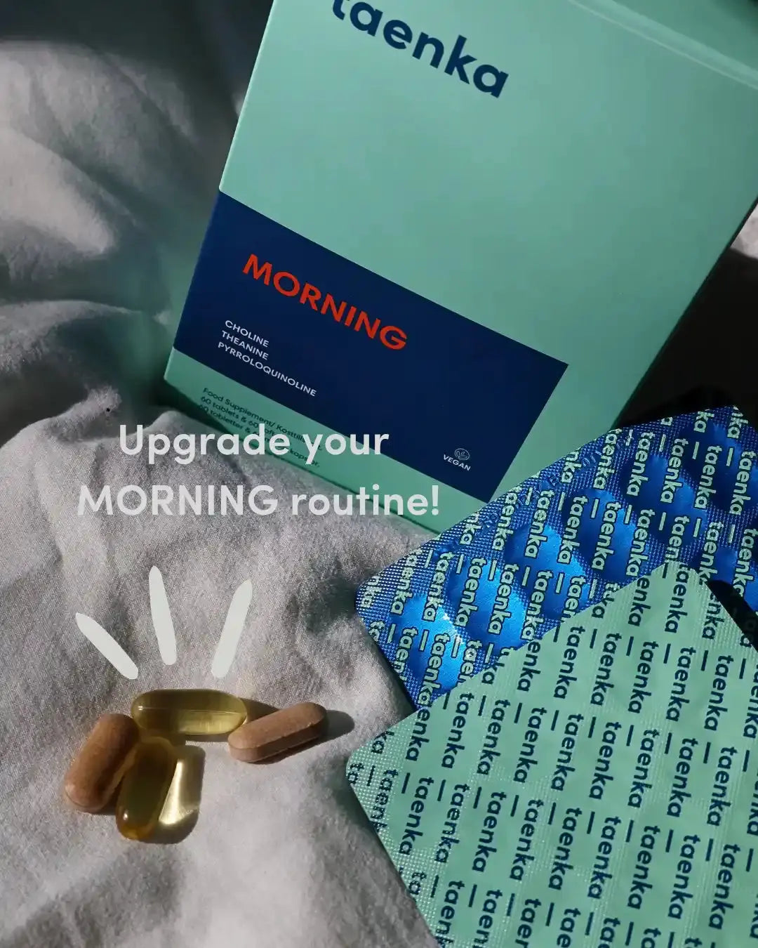 
                  
                    A box of taenka Morning in a bed.
                  
                
